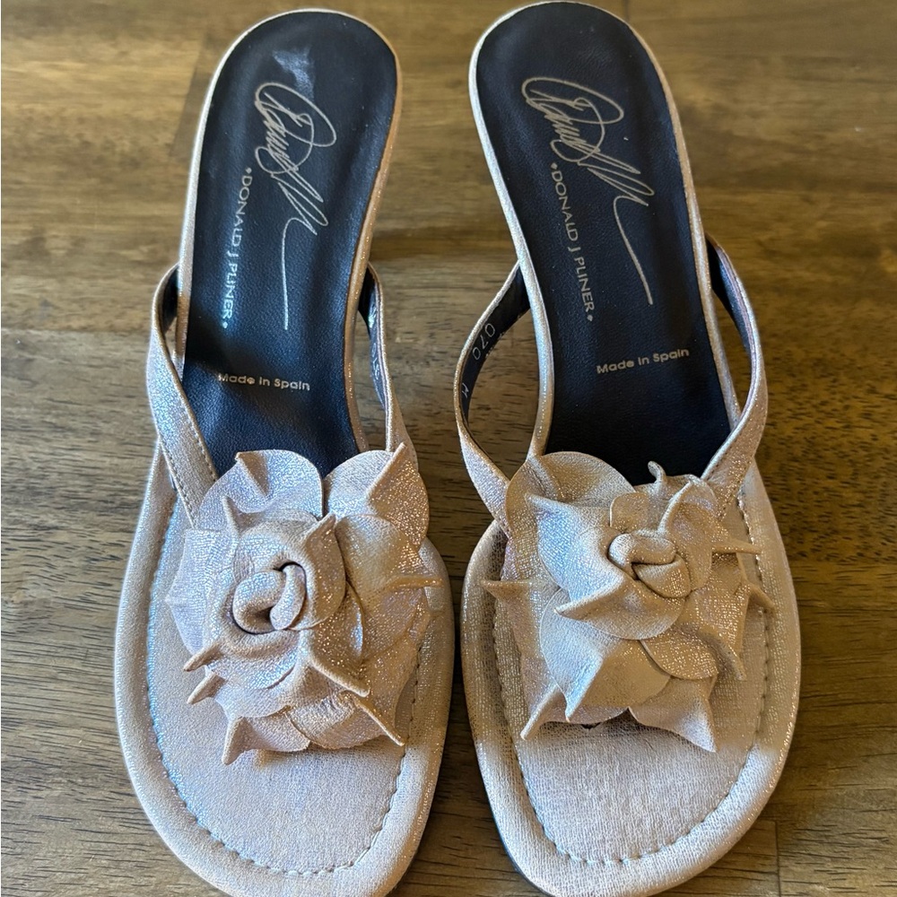 Donald J. Pliner Glitter Pink Floral Slide Mules